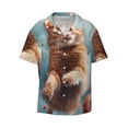 thumbnail image 2 of Lsque Floating Cat And Donuts print Men's Cuban Collar Short Sleeve Shirt Summer Beachwear Casual Button Down Fashionable Vacation Leisure Shirt-Medium, 2 of 7