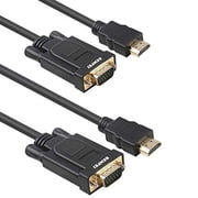 BENFEI 2 Pack HDMI to VGA 6 Feet Cable, Uni-Directional HDMI (Source) to VGA (Display) Cable (Male to Male) Compatible for Computer, Desktop, Laptop, PC, Monitor, Projector, HDTV, Raspberry Pi, Roku