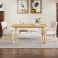 thumbnail image 4 of Harper & Bright Designs 6 Pieces Dining Room Table Set, Rustic Farmhouse Dining Room Rectangle Table with 4 Upholstered Chairs and Bench, Solid Wood Kitchen Dining Table Set for 6, Natural Wood Wash, 4 of 20