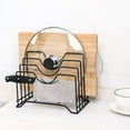 thumbnail image 3 of GIXUSIL Stainless Iron Cutting Board Holder, Lid Holder, Pot Lid Rack Organizer Kitchen Cabinet Rack Storage with 4 Sectional 10.04*6.1*8.46" (Black), 3 of 8