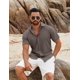 thumbnail image 2 of Camisa COOFANDY de lino con botones de manga corta para hombre, color marrón claro, 2 of 6
