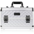 thumbnail image 2 of SHANY Premier Fantasy Professional Makeup Train Case Cosmetic Box Portable Makeup Case Organizer Jewelry storage with Locks , 3 Trays , Makeup Brush Holder and Cosmetics Mirror - Silver Diamond, 2 of 5