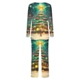 thumbnail image 5 of asdoklhq Bamboo Pajamas for Women Ladies' Christmas Printed Round Neck Pocket Top Pants Home Clothes Pajamas Set Green 3X, 5 of 6