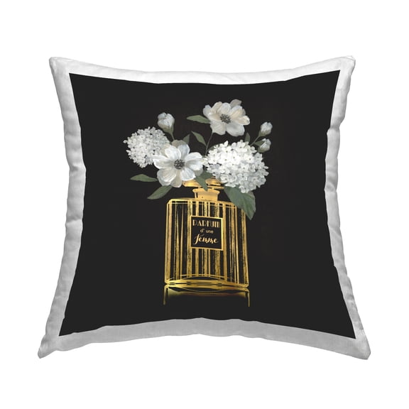 Stupell Industries Bouquet in Glam Bottle Decorative Printed Throw Pillow, 18 x 18