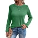 thumbnail image 3 of Camisetas de Larga para Mujer, Ropa de Moda de Otoño, Tops Modernos, Camiseta Básica de Punto con Cuello Redondo Verde Brillante M, 3 of 10