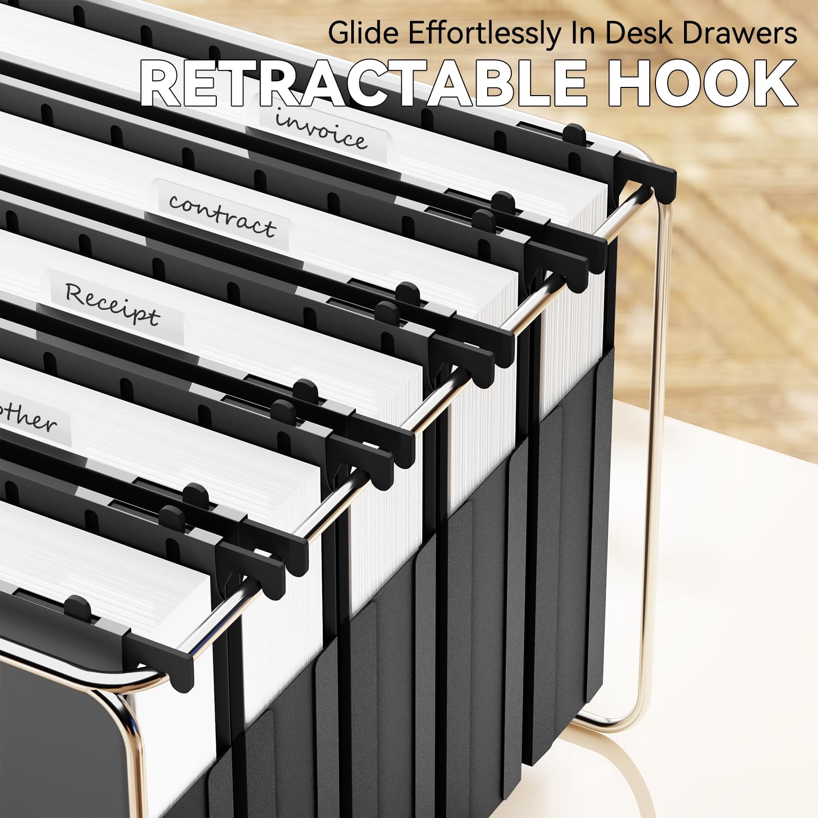 Plastic Hanging File Folder Expandable Letter Size Upgraded 2" Expansion Accordian Pocket 12 Pack Extra Capacity Folders Adjustable Tabs No Assembly Heavy Duty For Filing Cabinet Black