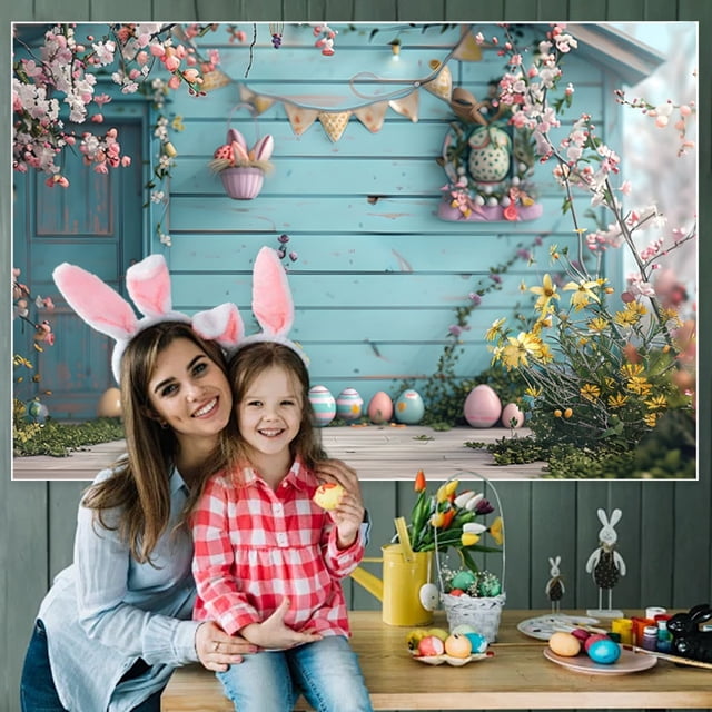 Fiudx Fondo de Pascua, Tela para Fotografía con Corona de Primavera Vibrante, Poliéster Resistente, Tamaño Amplio para Eventos Festivos, Ideal para Celebraciones o Decoración Del Hogar, Fácil de Mant