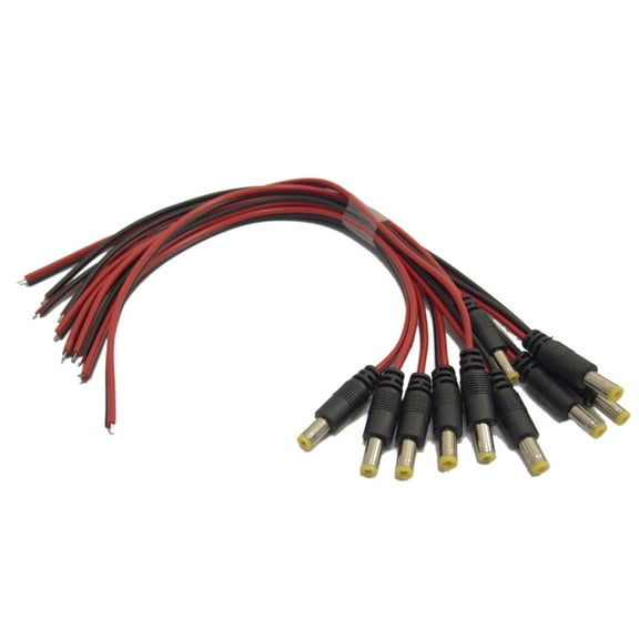 Evertech 10 Pcs DC Male Power Plug Pigtail Cable for Security Camera
