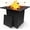 Black, variant on JXXM 28" Fire Pit Table, 50,000 BTU Steel Gas Firepit with Lid and Glass Wind Guard, Black