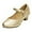 Gold, variant on Krdevn Girls' Low Heel Mary Jane Dress Shoes, Satin Leather with Moon-Star Charm, Comfortable Fashion Party Shoes for Kids,12