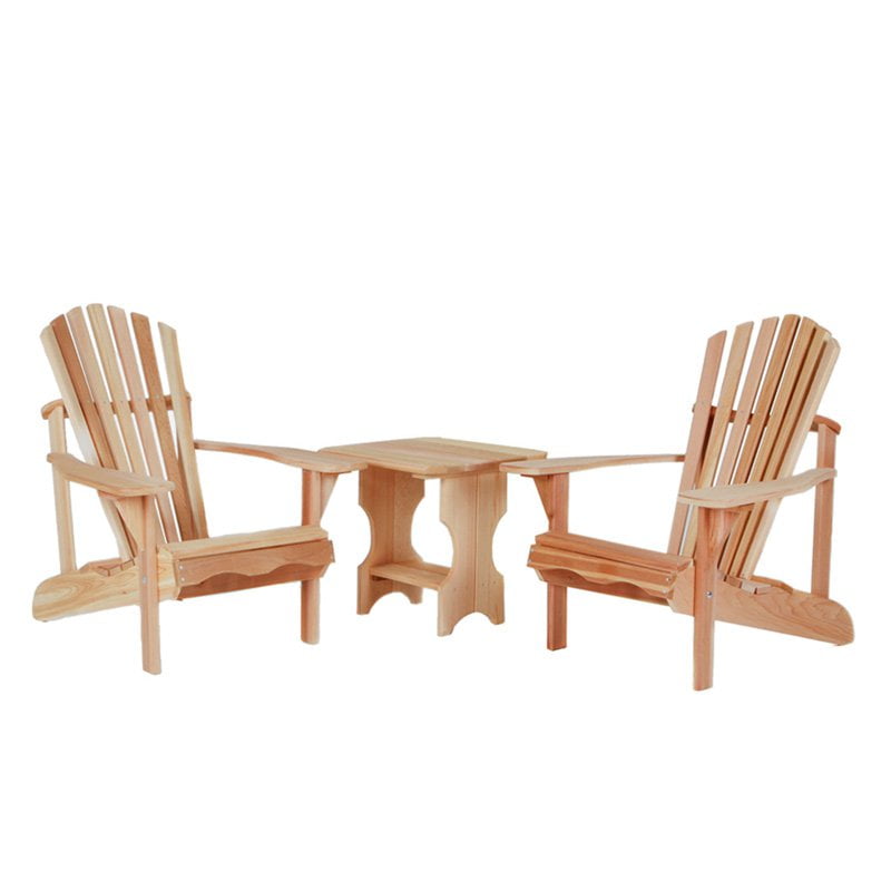 All Things Cedar Adirondack Chairs with Side Table 3 pc. Set Western Red Cedar by All Things Cedar