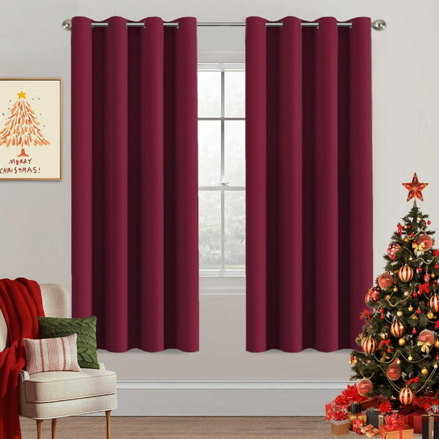 Cortinas opacas H.VERSAILTEX con aislamiento térmico, color burdeos