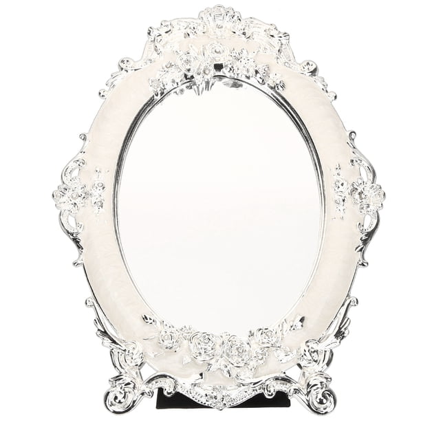 Espejo de mesa de metal europeo, espejo de maquillaje, espejo de escritorio, decoración de escritorio para el hogar