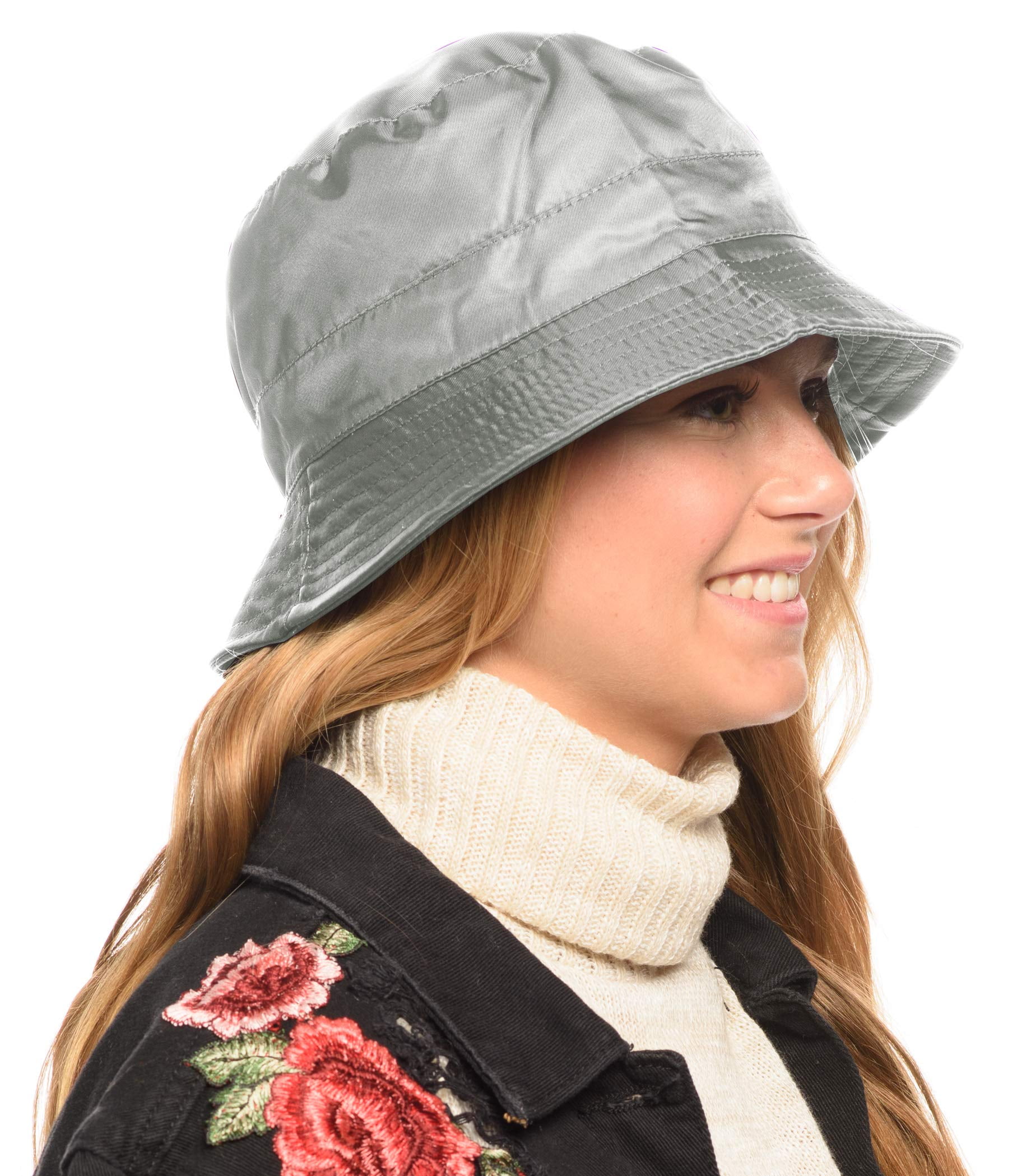 Adjustable Waterproof Bucket Rain Hat in Nylon, Easy to fold