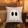 thumbnail image 4 of AuroraX 18x18 Inch Pillow Cover Decorative Pink Ghost Halloween Throw Pillow Covers Indoor Bohemian Breathable Striped Cushion Cover Room,Livingroom Decor, 4 of 6