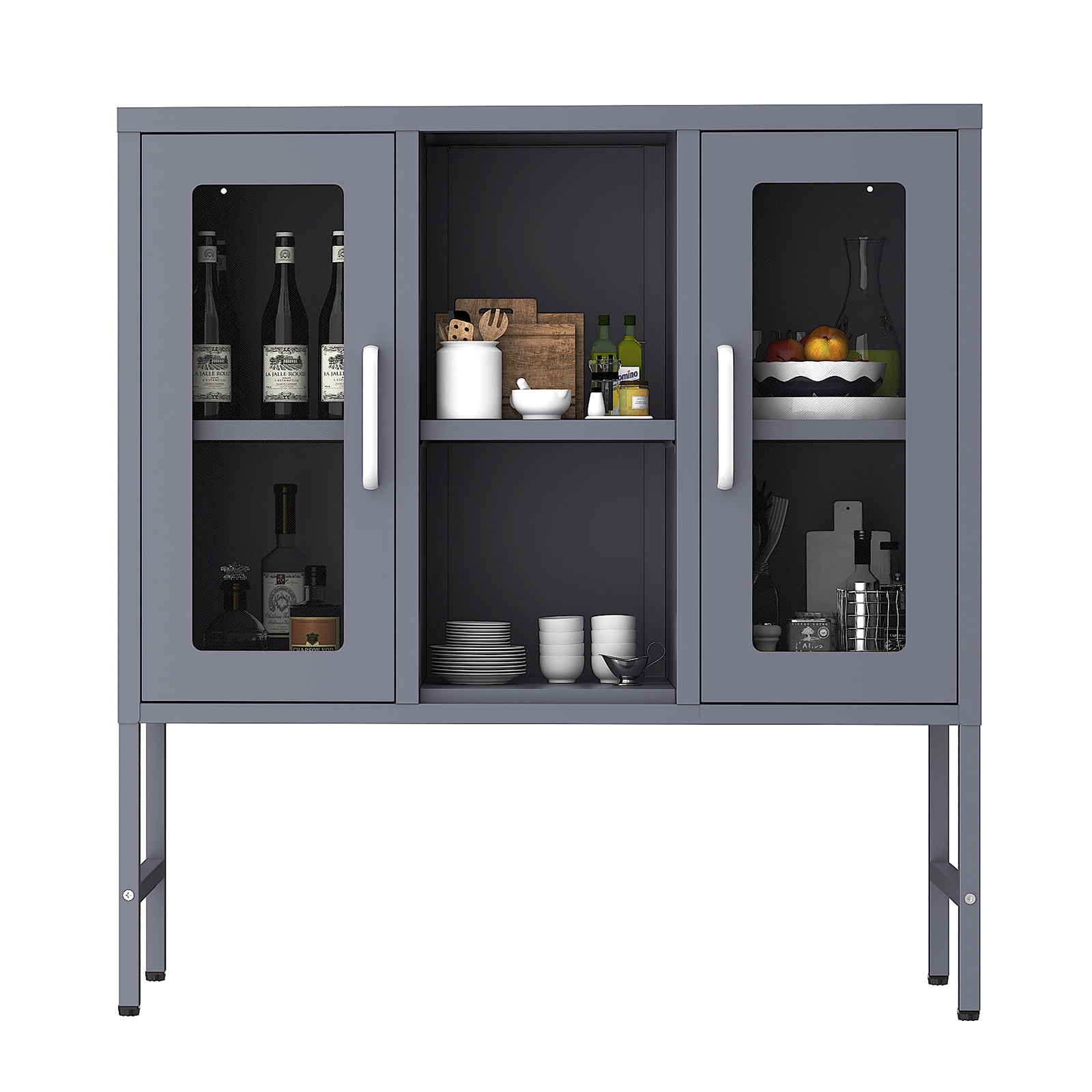 Resenkos Steel Storage Cabinet, Metal Display Cabinet with Tempered Glass Door Resenkos Steel Storage Cabinet, Metal Display Cabinet with Tempered Glass Door