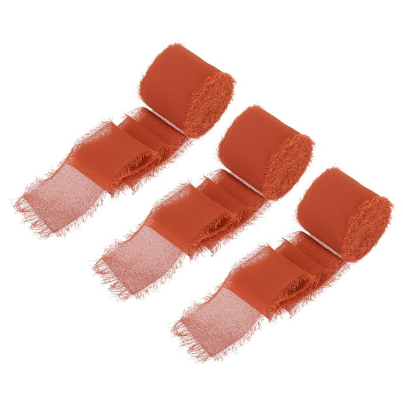 Uxcell Chiffon Ribbon, 1.5"x7 Yard Silk Ribbon Terracotta Tulle Satin Fabric Ribbon for Gift Wrapping,3pcs