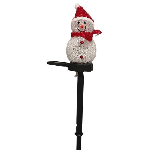 Solar Garden Light, Solar Landscape Lights Outdoor Waterproof 24X4 Inch Resin Snowman Stake Light with Red Santa Hat and Scarf, for Patio, Lawn, Pathway, Halloween and Holiday