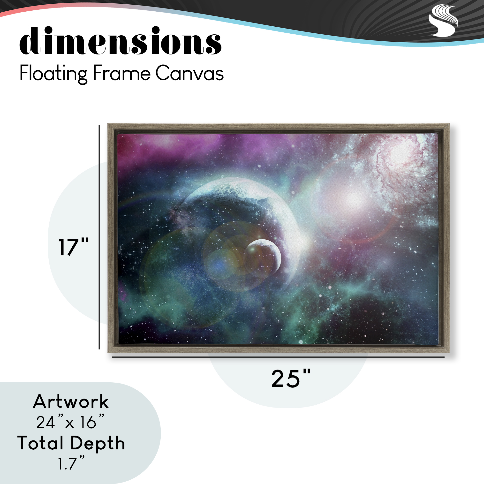 Eclipsing Cosmos Planets Brown Framed Floater Canvas Wall Art, design by Ali Chris