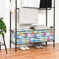 thumbnail image 3 of Yayeee Foldable Storage Basket for Shelves with Handles Waterproof Cloth Bins, Yellow Hand Drawn Sailboats, 3 of 7