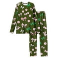 thumbnail image 3 of Garbnen Womens Valentine Pajama Set Bow Print Crew Neck Long Sleeve Sleepwear Top and Jogger Pants Spring Summer Pjs Loungewear, 3 of 4