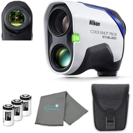 Nikon COOLSHOT ProII Golf Rangefinder Stabilized View Bundle with 3 CR2 Batteries and a Lens Cloth