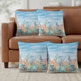 thumbnail image 6 of Set of 2 Summer Beach Pillow Covers 18x18 Inch, Blue Ocean Colorful Coral Shell Seaweed Starfish Sandy Decorative Throw Pillow Cases Cotton Cushion Covers for Sofa Couch Bed Living Room Home Decor, 6 of 9