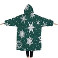 thumbnail image 2 of Oversized Wearable Blanket Hoodie,Green Christmas Snowflake Pattern Sherpa Blanket Hoodie with Super Pockets,Super Warm Fuzzy Pullover for Women & Men, 2 of 6