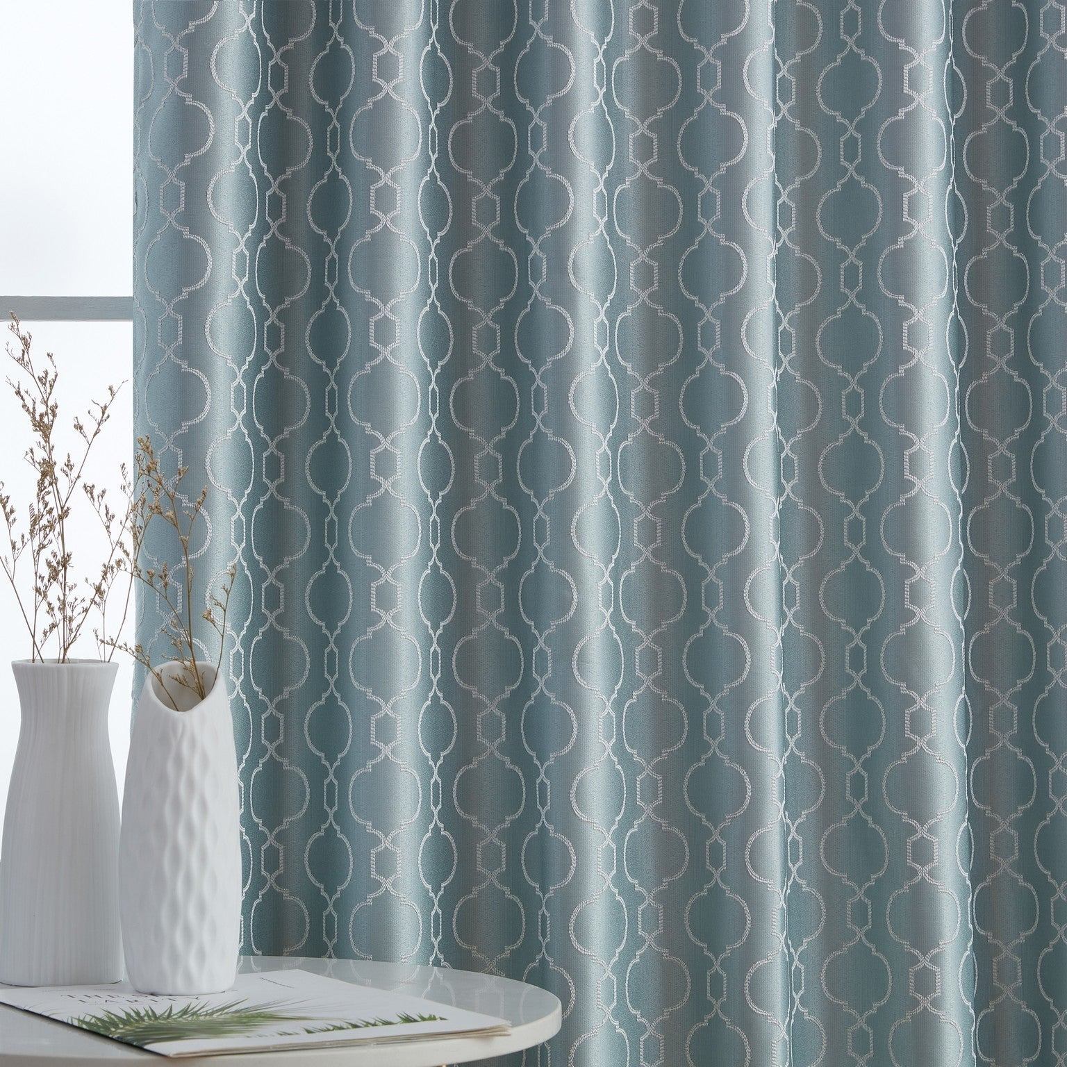 Franklin Moroccan Trellis 100% Complete Blackout Back Tab Curtain Panels