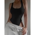 thumbnail image 2 of Body de punto sin mangas para mujer, Tops sexys ajustados con hombros descubiertos, corpiño informal de calle para discoteca, 2 of 5