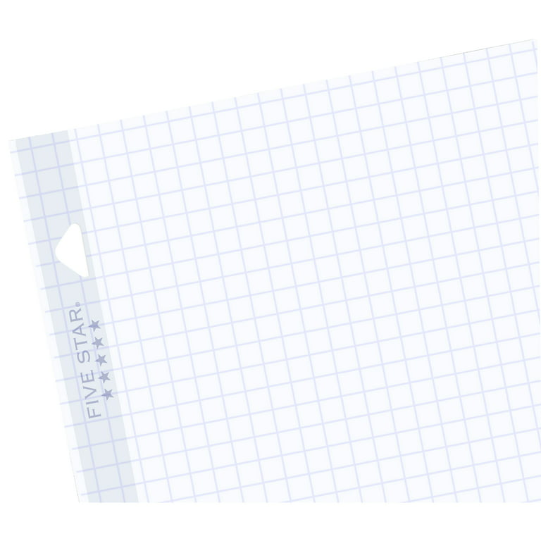 Five Star Reinforced Insertable Notebook Paper, Graph Ruled, 8 1/2 x 11,  75 Sheets/Pack, 3 Pack, Filler Paper