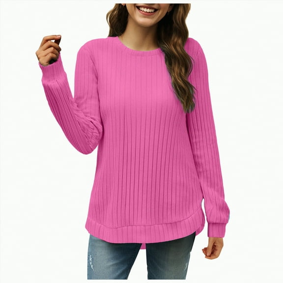 Godom Womens Plus Size Tops Crewneck Long Sleeve Shirts Loose Tunic Tops Fall Pullover