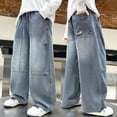 thumbnail image 4 of CAIXIA Boys Jeans Baggy Wide Leg Wide Leg Pants Washed Denim Pants Loose Fit Y2k Trendy Kids Trousers Elastic Wasit Multipockets Vintage Streetwear, 4 of 4