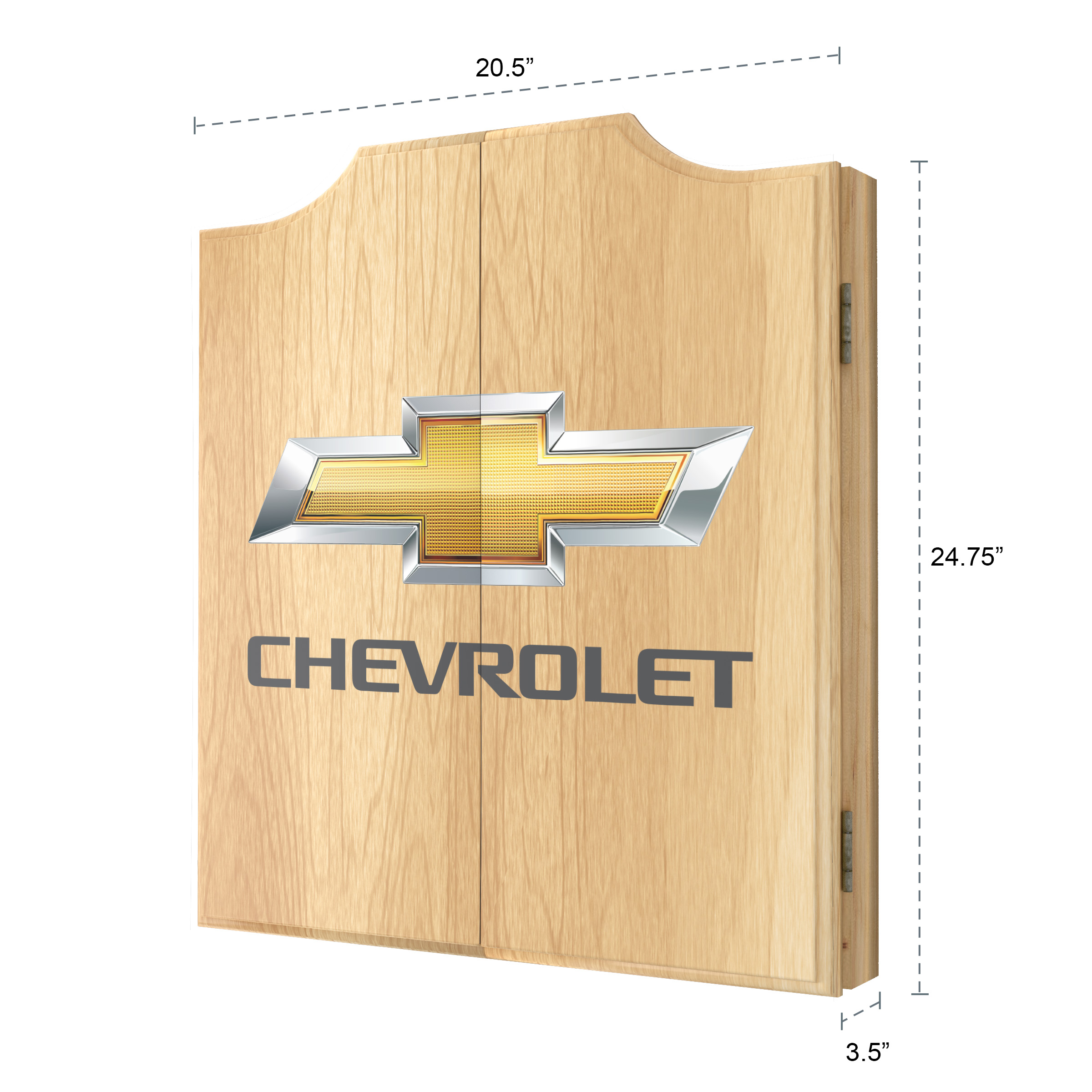 Chevrolet Logo Dart Board Cabinet Set with 6 Steel Tip Darts