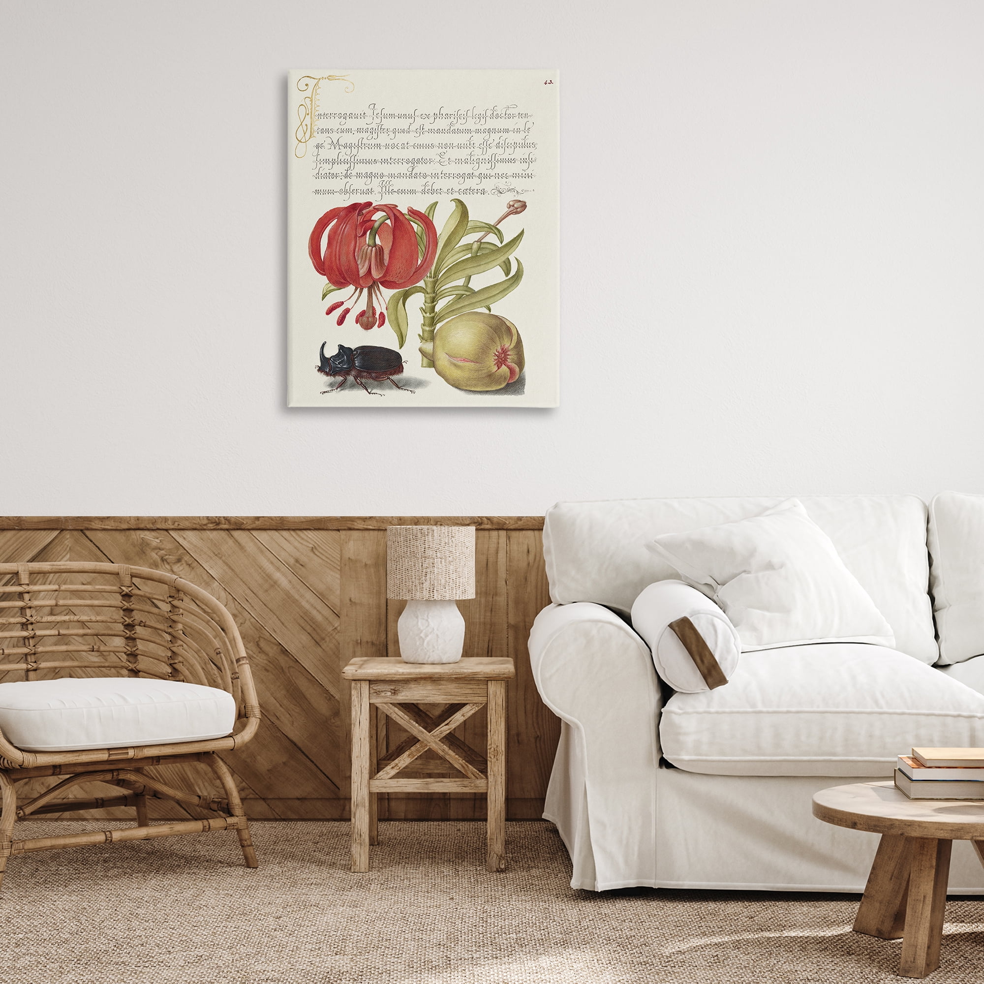 Stupell Industries Vintage Flora & Fauna Text & Numbers Painting Wrapped Canvas Art Print Wall Art, 30 x 40
