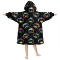 thumbnail image 2 of Game Controller Black Pattern Lamb Fleece Blanket Hoodies for Teens ,Teens Oversize Sherpa Wearable Hooded Blanket Sweatshirt with Super Pockets, 2 of 6