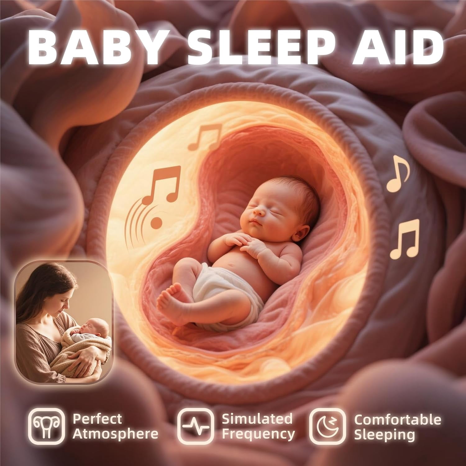 White Noise Sound Machine, Portable Sound Machine for Sleep Baby, Kids & Adults, 20 Travel Soothing Sounds Brown/Pink Noise/Lullaby, Rechargeable, Timer, Memory & Night Light for Home, Nursery