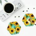 thumbnail image 5 of Balery 4 Pcs Sunflowers With Green Leavesleather Coasters Set, Drink Table Cup Coasters For Living Room Kitchen Coffee Decor, 5 of 9