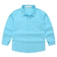 thumbnail image 6 of Sunka Boys' Long Sleeve Solid Button-Down Collared Oxford Shirt with Chest Pocket (Sky Blue,6-7 Years), 6 of 9