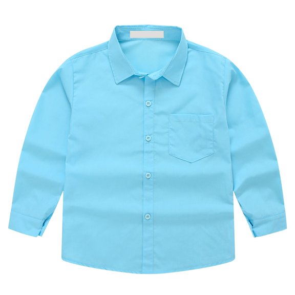 Back to School Outfits Boys' Long Sleeve Slim Fit Dress Shirt, Button-Down Style with Cuffs & Shirttail Hem