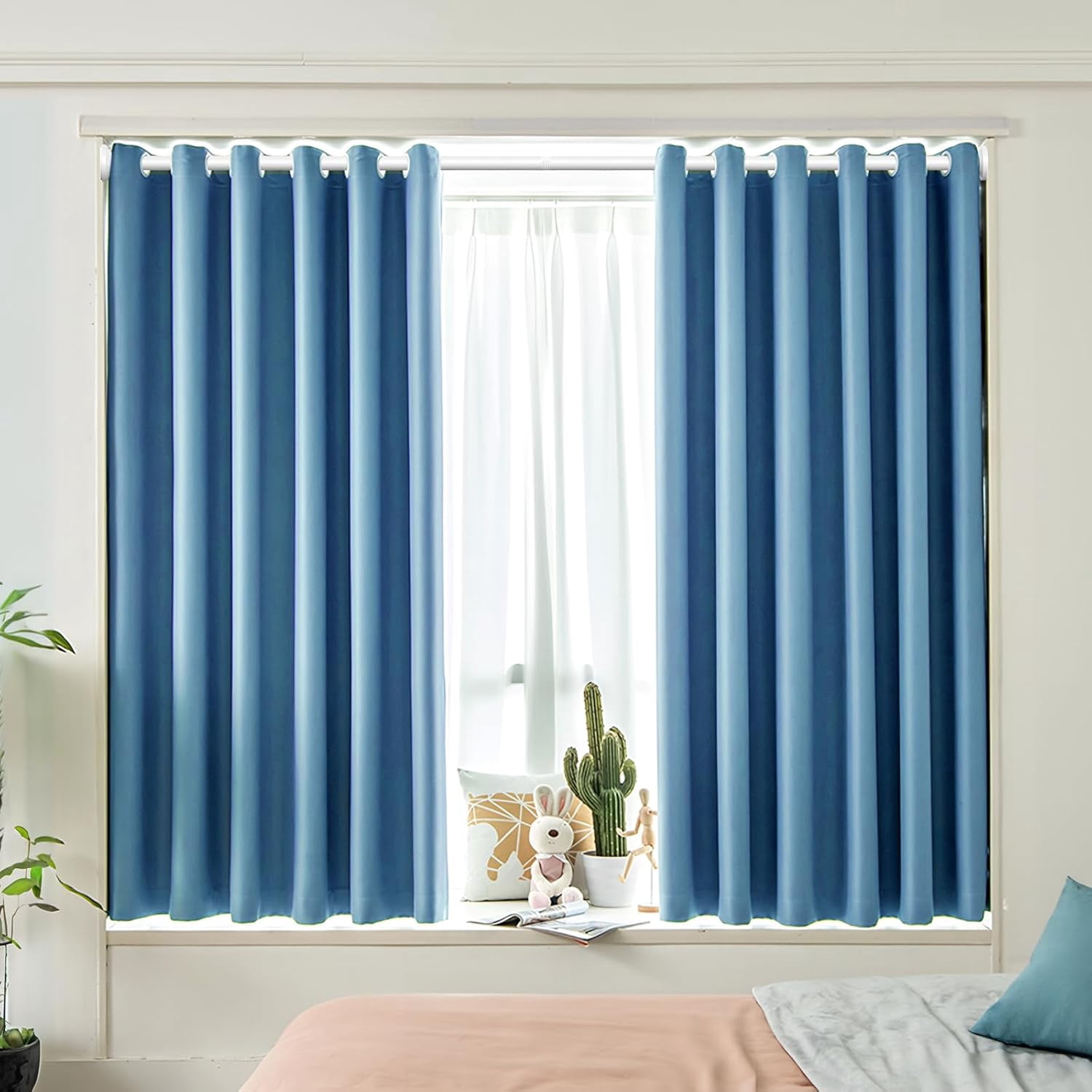 Tension Shower Rod 29-63 Inch, 1 Inch Diameter White Tension Curtain Rod Adjustable Curtain Rod Non-Drilling, Anti-Slip Tension Rod, Anti-Rust Shower Curtain Rod
