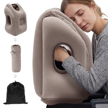 FYJUCPA Inflatable Travel Pillows for Airplane, Blow Up Neck Pillow for Sleeping Support, Head Neck and Lumbar Used for Car Bus Train and Office