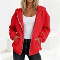 thumbnail image 2 of Vibrex Women's Drawstring Zip Up Cute Hoodies Fall Jacket Oversized Casual Sweatshirts with Pocket Women's Solid Color Casual Long Sleeve Sweatshirts Fall Spring Track Jackets Travel Trendy Clothes, 2 of 7