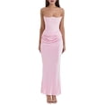 thumbnail image 2 of Women'S Bodycon Dress with A Cinched Waist Strapless Design Off-the-Shoulder Style with Boning Pink L, 2 of 9