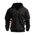thumbnail image 4 of Ahabrexf Men's Solid Color Sports Zipper Pockets Long Sleeved Hooded Casual Coat Set, 4 of 8