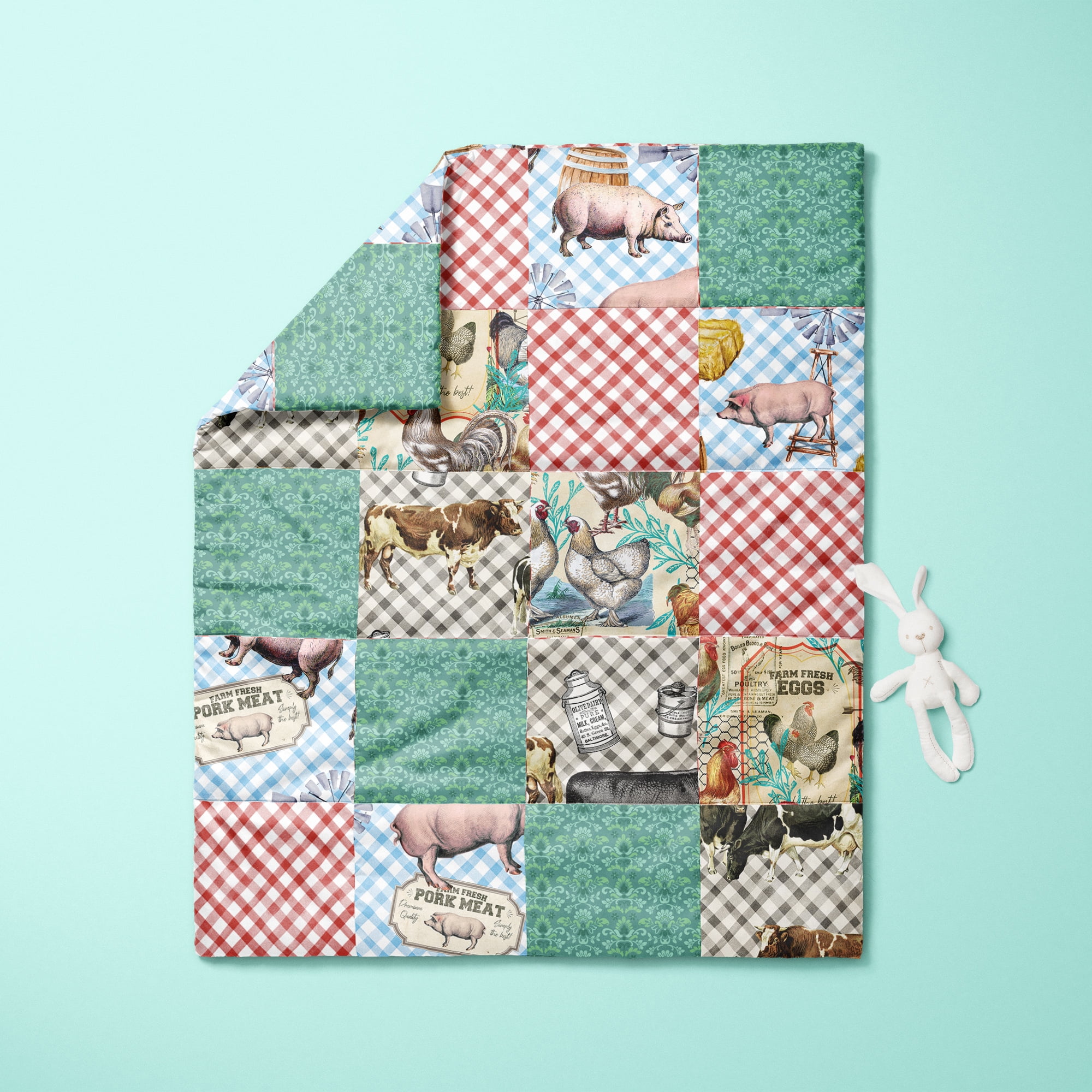 David Textiles 18" x 21" 100% Cotton Famr Chickens, Multi-color, for Quilting & Sewing, 5 Pieces