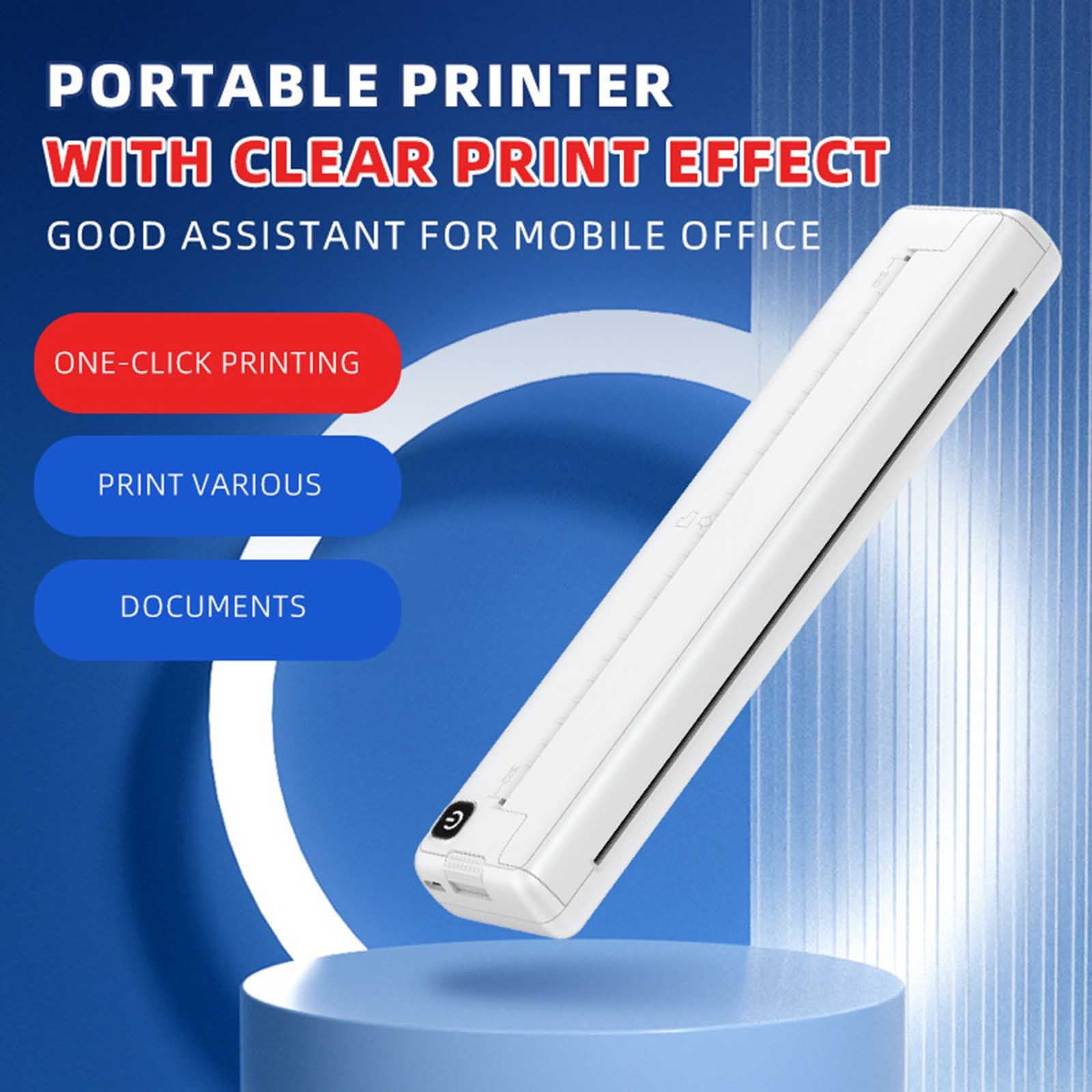 Blasgw Wireless Thermal A4 Paper Printers High-definition Office And Household Small Mini Portable Inkless Printing Machine White