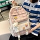 thumbnail image 2 of Bolsa Conjunto combinado de mochila informal a cuadros, 5 uds., insignia colgante, mochilas escolares de lona (rosa) Likrtyny  Para Estrenar, 2 of 9