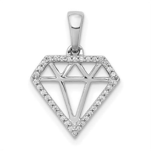 Finest Gold 14K White Gold Diamond Gemstone-shape Pendant