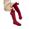 thumbnail image 5 of Baby Girls Knee High Socks Bow Knit Cotton Long Stockings Infants Toddlers Ruffled Socks School Uniform Leggings, 5 of 7
